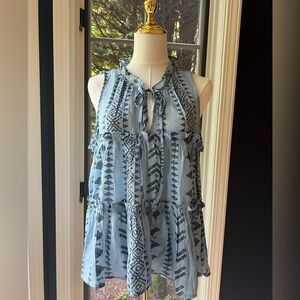Patterned Sleeveless Tiered Top - Never Worn